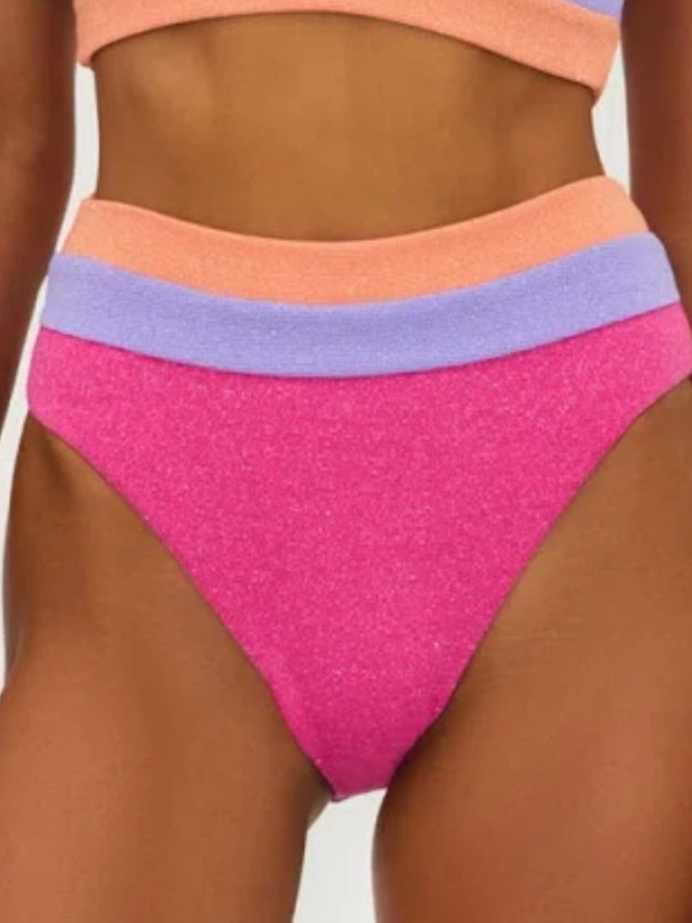 Beach riot Heidi High Waist Bikini Bottoms In Coral Bay Colorblock Sz XS